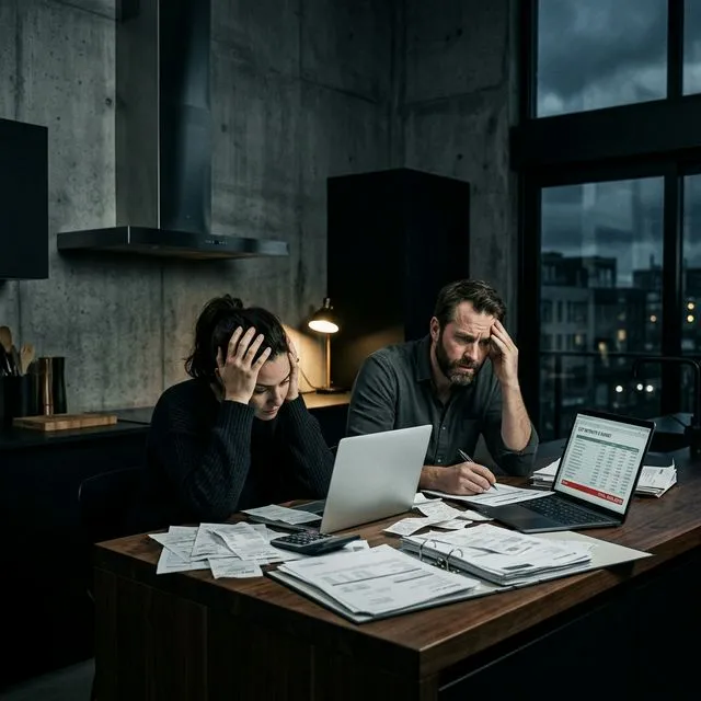 Pareja analizando costos